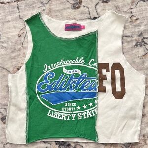 Green and White Tank Top